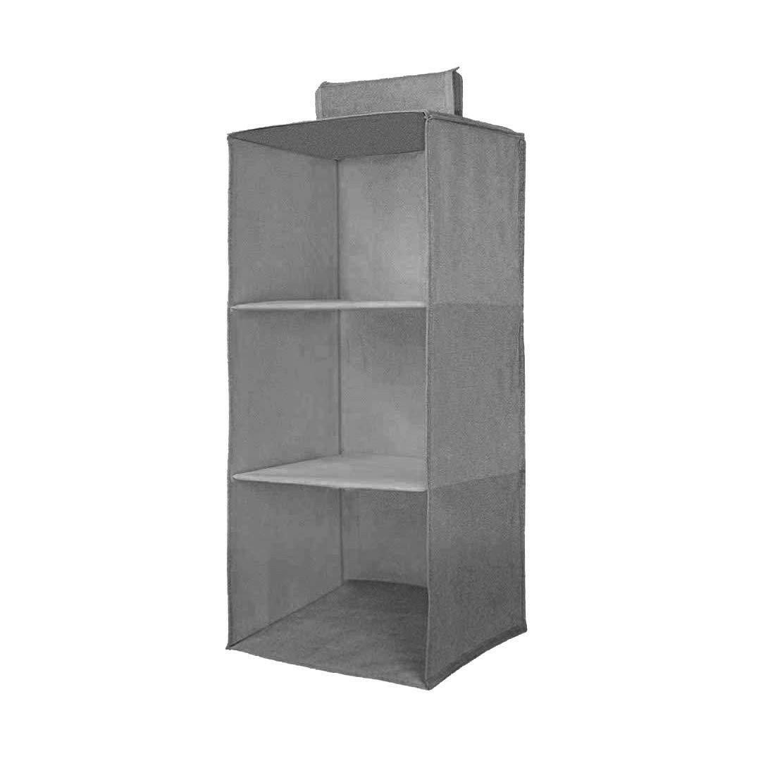 Hanging Wardrobe Organizer- 3 Shelves Non-Woven Fabric Hanging Storage Wardrobe Organizer.