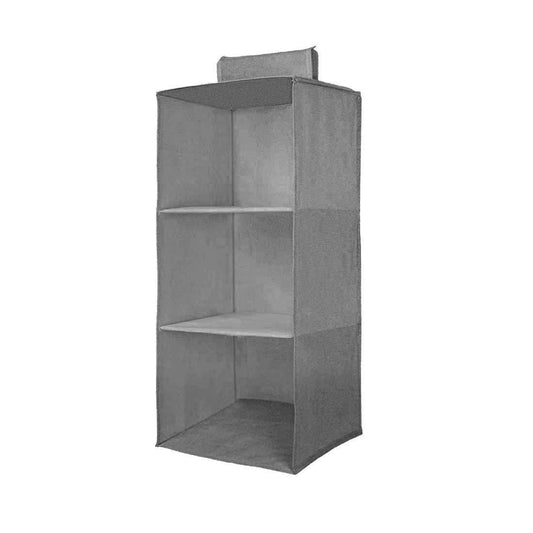 Hanging Wardrobe Organizer- 3 Shelves Non-Woven Fabric Hanging Storage Wardrobe Organizer.