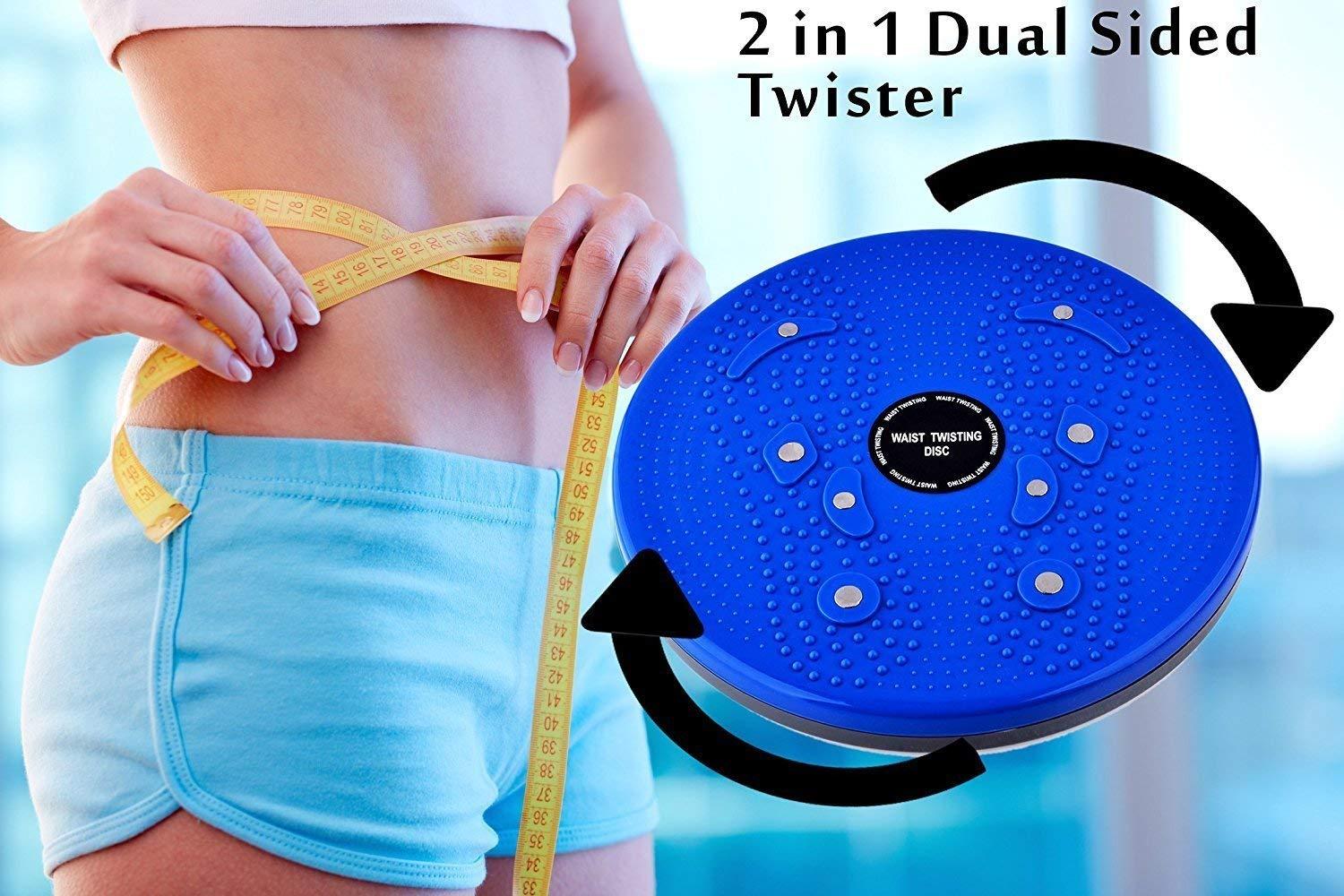 Waist Disk Acupressure Magnet Reflexology Slimming Belly 2 in 1 Belly Twister Now Exerciser (Blue).
