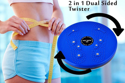 Waist Disk Acupressure Magnet Reflexology Slimming Belly 2 in 1 Belly Twister Now Exerciser (Blue).